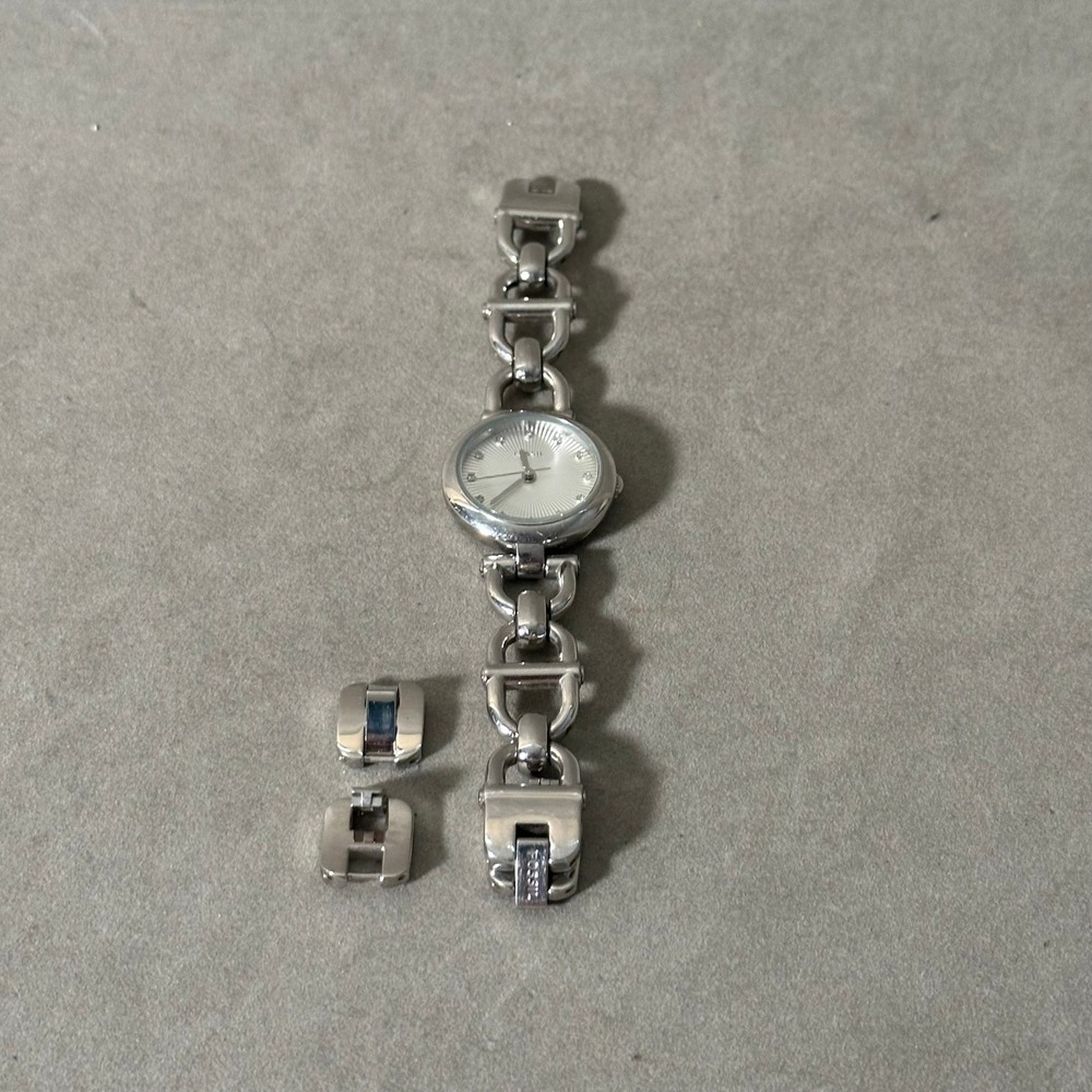 Fossil ES3348 Silver Stainless Steel Horseshoe Link Bracelet Watch Crystal Dial